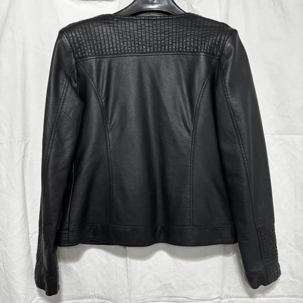 Moto Black Vegan Faux Leather Zippered Jacket - Picture 2 of 8